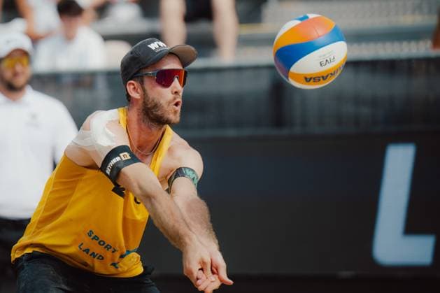 Beach volleyball, Beachvolleyball - Baden Challenge BADEN,AUSTRIA,10.AUG.25 - BEACH VOLLEYBALL - FIVB World Tour - Baden Challenge. Image shows Clemens Wickler (GER).  GEPAxpictures xAlexanderxSolc