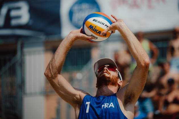 Beach volleyball, Beachvolleyball - Baden Challenge BADEN,AUSTRIA,10.AUG.25 - BEACH VOLLEYBALL - FIVB World Tour - Baden Challenge. Image shows Remi Bassereau (FRA).  GEPAxpictures xAlexanderxSolc
