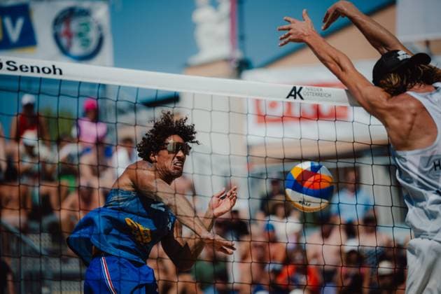Beach volleyball, Beachvolleyball - Baden Challenge BADEN,AUSTRIA,10.AUG.25 - BEACH VOLLEYBALL - FIVB World Tour - Baden Challenge. Image shows Calvin Aye (FRA).  GEPAxpictures xAlexanderxSolc