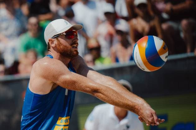 Beach volleyball, Beachvolleyball - Baden Challenge BADEN,AUSTRIA,10.AUG.25 - BEACH VOLLEYBALL - FIVB World Tour - Baden Challenge. Image shows Remi Bassereau (FRA).  GEPAxpictures xAlexanderxSolc