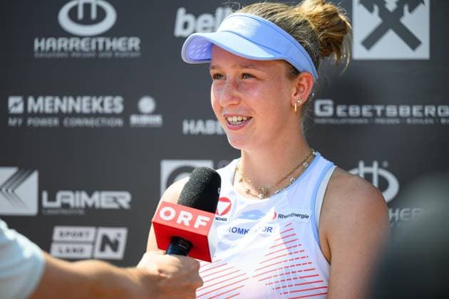TENNIS - WTA, Tennis Damen Ladies Open Amstetten AMSTETTEN,AUSTRIA,10.AUG.25 - TENNIS - ITF World Tennis Tour, Ladies Open Amstetten. Image shows Sinja Kraus (AUT) during an interview.  GEPAxpictures xChristianxMoser
