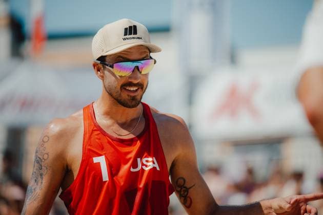 Beach volleyball, Beachvolleyball - Baden Challenge BADEN,AUSTRIA,10.AUG.25 - BEACH VOLLEYBALL - FIVB World Tour - Baden Challenge. Image shows Miles Evans (USA).  GEPAxpictures xAlexanderxSolc