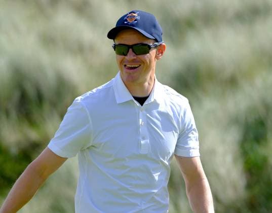 UK: Nexo Championship, Old Course at Trump International Golf Links, Aberdeen, Scotland on 10 August 2025: Pictured: Daan Huizing (Netherlands) scores a birdie on the 1st green during the final round of the Nexo Championship 2025 at Trump International Golf Links, Aberdeenshire, Scotland Aberdeen Trump International Golf Links Scotland Copyright: xAlexxToddx