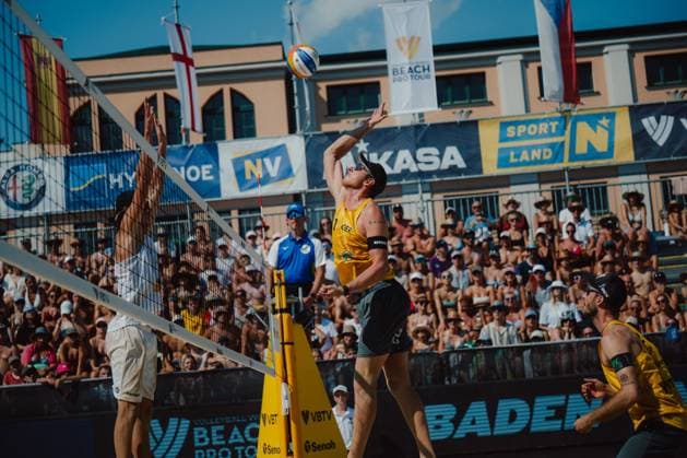 Beach volleyball, Beachvolleyball - Baden Challenge BADEN,AUSTRIA,10.AUG.25 - BEACH VOLLEYBALL - FIVB World Tour - Baden Challenge. Image shows Nils Ehlers (GER).  GEPAxpictures xAlexanderxSolc