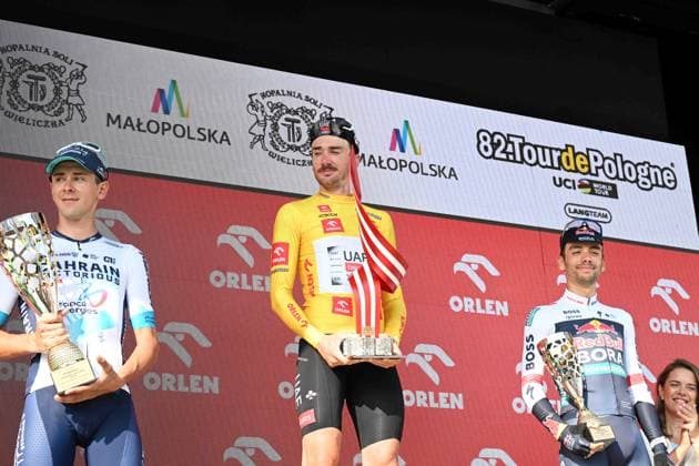 10-08-2025 Tour De Pologne; Tappa 07 Wieliczka - Wieliczka; 2025, Uae Team Emirates - Xrg; 2025, Bahrain - Victorious; 2025, Red Bull - Bora Hansgrohe; Mcnulty, Brandon; Tiberi, Antonio; Sobrero, Matteo; Wieliczka; 