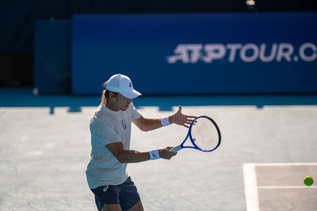 Cincinnati Open: Morning Sessions On Practice Courts Alex de Minaur practices on Grandstand Court prior to his second-round match at the Cincinnati Open in Mason, Ohio, on August 10, 2025. Mason Ohio United States  Copyright: xJasonxWhitmanx originalFilename:whitman-cincinna250810_npDrJ.jpg