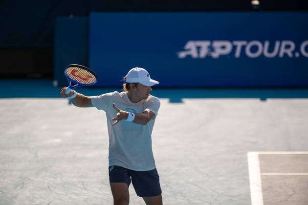 Cincinnati Open: Morning Sessions On Practice Courts Alex de Minaur practices on Grandstand Court prior to his second-round match at the Cincinnati Open in Mason, Ohio, on August 10, 2025. Mason Ohio United States  Copyright: xJasonxWhitmanx originalFilename:whitman-cincinna250810_npwau.jpg