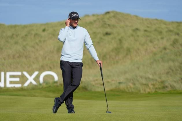 Grant Forrest (SCO) on the 18th green. Nexo Championship, Day Four, Golf, Trump International Golf Links, Aberdeenshire, Scotland, UK - 10 Aug 2025Aberdeenshire Trump International Golf Links Scotland United Kingdom EDITORIAL USE ONLY No use with unauthorised audio, video, data, fixture lists, club league logos or live services. Online in-match use limited to 120 images, no video emulation. No use in betting, games or single club league player publications. Copyright: xStuartxWallace Shutterstockx 15429702ad
