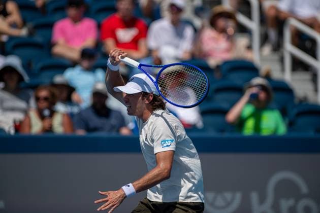 Cincinnati Open: Reilly Opelka V Alex De Minaur Alex de Minaur is seen during his second-round match at the Cincinnati Open in Mason, Ohio, on August 10, 2025. Mason Ohio United States  Copyright: xJasonxWhitmanx originalFilename:whitman-cincinna250810_npC3m.jpg