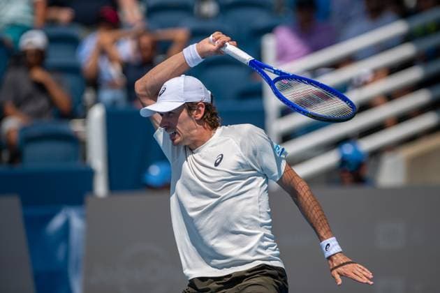 Cincinnati Open: Reilly Opelka V Alex De Minaur Alex de Minaur is seen during his second-round match at the Cincinnati Open in Mason, Ohio, on August 10, 2025. Mason Ohio United States  Copyright: xJasonxWhitmanx originalFilename:whitman-cincinna250810_npP4A.jpg