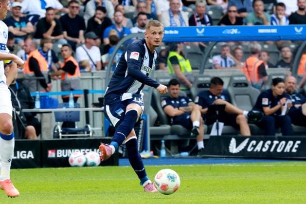 DEU, DFL, 2 FBL, Hertha BSC vs Karlsruher SC, 10 08 2025, Berliner Olympiastadion, Berlin, DEU, DFL, 2 FBL, Hertha BSC vs Karlsruher SC, im Bild Michael Cuisance Hertha BSC Berlin 10 DFL regulations prohibit any use of Photographs as image sequences and or quasi video nordphotoxGmbHx xEngler nph00076