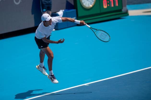 Cincinnati Open: Andrey Rublev V Learner Tien Learner Tien is seen during his second-round match at the Cincinnati Open in Mason, Ohio, on August 10, 2025. Mason Ohio United States  Copyright: xJasonxWhitmanx originalFilename:whitman-cincinna250810_npulI.jpg
