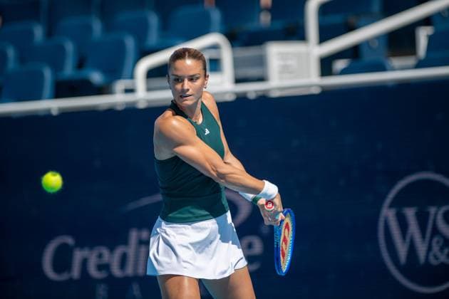 Cincinnati Open: Jasmine Paolini V Maria Sakkari Maria Sakkari is seen during her second-round match at the Cincinnati Open in Mason, Ohio, on August 10, 2025. Mason Ohio United States  Copyright: xJasonxWhitmanx originalFilename:whitman-cincinna250810_npcFk.jpg