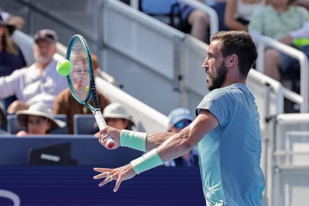 August 10, 2025, Mason, Ohio, U.S: Damir Dzumhur (BIH) hits a forehand shot during SundayÃ¢â‚¬â ¢s second round of the Cincinnati Open at the Lindner Family Tennis Center, Mason, Oh. Mason U.S - ZUMAs304 20250810_zaf_s304_110 Copyright: xScottxStuartx