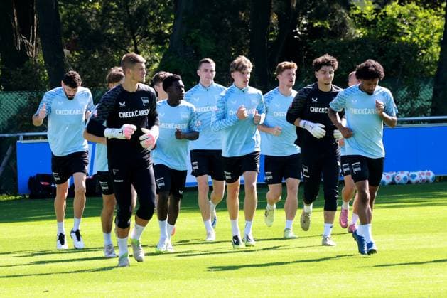 DEU, DFL, 2 FBL Hertha BSC, Training, 11 08 2025, Sportforum, Berlin, DEU, DFL, 2 FBL Hertha BSC, Training, im Bild Kennet Eichhorn Hertha BSC Berlin 23 , Hertha Spielerkreis DFL regulations prohibit any use of Photographs as image sequences and or quasi video nordphotoxGmbHx xEngler nph00076