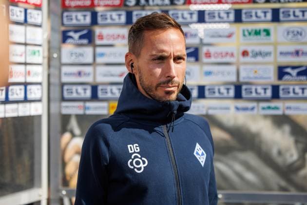 Coach Dominik Glawogger Mannheim GER, FC Hansa Rostock vs SV Waldhof Mannheim, Football, Men, 3 Liga, 02 Matchday, Season 2025 2026, 10 08 2025 Rostock Ostseestadion Mecklenburg Vorpommern Germany