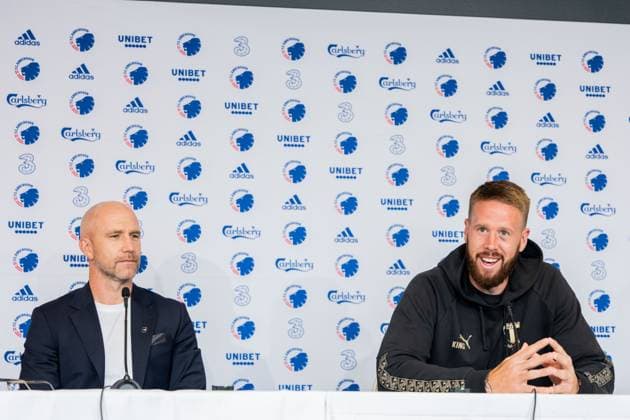 250811 Head coach Henrik Rydström and Pontus Jansson of Malmö FF during a UEFA Champions League press conference on August 11, 2025 in Copenhagen Photo Petter Arvidson BILDBYRAN kod PA PA1060 fotboll football soccer fotball uefa champions league champions league presskonferens press conference malmö ff bbeng  Copyright: PETTERxARVIDSON BB250811PA094