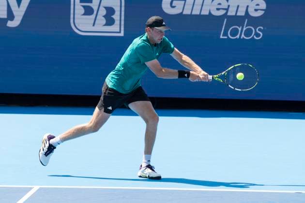 August 11, 2025, Mason, Ohio, USA: Mason, Ohio; Cincinnati Open Tennis Tournament - 2025 08 11 - Alex Michelson plays a ball against opponent Holger Rune. - ZUMAPress Mason USA - ZUMAn24_ 20250811_zaf_n24_074 Copyright: xWallyxNellx