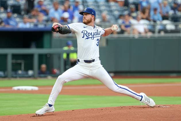 August 11, 2025: Kansas City Royals starting pitcher Bailey Falter (36) throws against the Washington Nationals during the first inning at Kauffman Stadium in Kansas City, MO. CSM Kansas City United States of America - ZUMAc04_ 20250811_zma_c04_009 Copyright: xDavidxSmithx