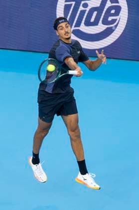 August 11, 2025, Mason, Ohio, USA: Mason, Ohio; Cincinnati Open Tennis Tournament - 2025 08 11 - Lorenzo Sonego plays a ball against opponent Taylor Fritz. - ZUMAPress Mason USA - ZUMAn24_ 20250811_zaf_n24_225 Copyright: xWallyxNellx