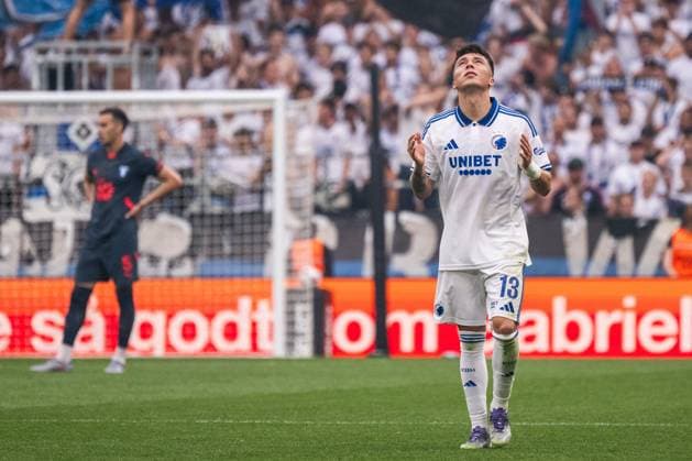 250812 Rodrigo Huescas of FC Copenhagen celebrates after scoring 1 0 during the UEFA Champions League qualifier football match between FC Copenhagen and Malmö FF on August 12, 2025 in Copenhagen Photo Christoffer Borg Mattisson BILDBYRAN COP 261 PA1061 fotboll football soccer fotball uefa champions league champions league fc copenhagen malmö ff bbeng kval fc köpenhamn jubel  Copyright: CHRISTOFFERxBORGxMATTISSON BB250812CB041