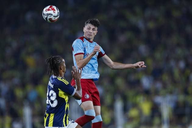 ISTANBUL , 12-08-2025 , Sukru Saracoglu stadium , season 2025 2026 , UEFA Champions League , 3th qualifying round, 2nd leg between Fenerbahce and Feyenoord , picture shows.Fenerbahce player Archie Brown Feyenoord player Anel Ahmedhodzic Fenerbahce - Feyenoord  x30479306x Copyright: