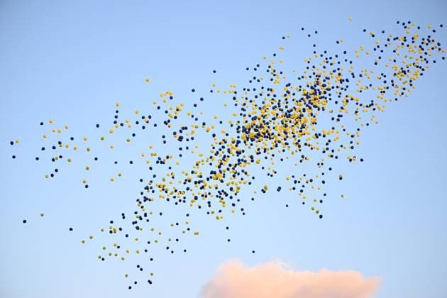 Fenerbahce v Feyenoord - UEFA Champions League ISTANBUL, TURKIYE - AUGUST 12: Fans release balloons in memory of Fenerbahce fan Duygu Ozdin, who lost her life to cancer, ahead of the UEFA Champions League third qualifying round second-leg football match between Fenerbahce and Feyenoord at Chobani Stadium in Istanbul, Turkiye on August 12, 2025. Ali Atmaca Anadolu Istanbul Turkey. Editorial use only. Please get in touch for any other usage.  Copyright: x2025xAnadoluxAlixAtmacax