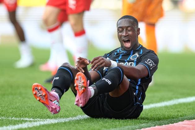 Club s Carlos Forbs reacts during a soccer game between Belgian soccer team Club Brugge and Austrian team FC Salzburg, on Tuesday 12 August 2025 in Brugge, the second leg of the third qualifying round for the UEFA Champions League competition. BRUNOxFAHY  x131099169x
