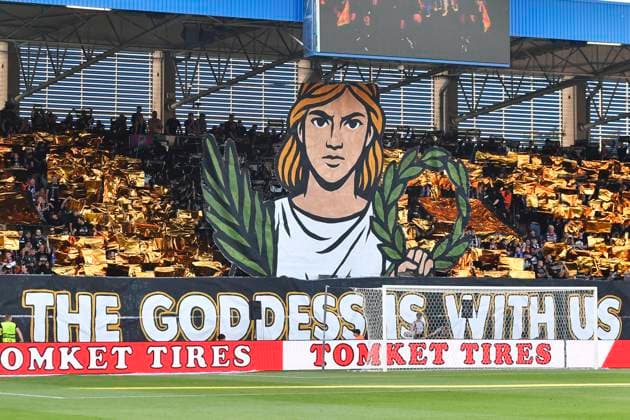 Pilsen fans choreo during the 3rd qualifying round match FC Viktoria Plzen vs Glasgow Ranger, Plzen, August 12, 2025. (CTKxPhoto MiroslavxChaloupka) CTKPhotoP2025081206022  CTKPhotoP2025081206022
