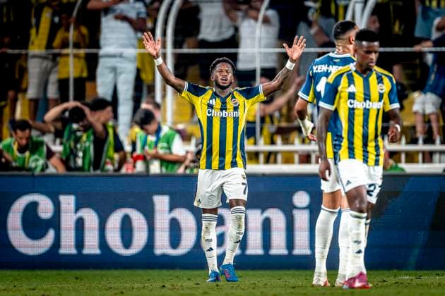 Fenerbahce SK midfielder Fred scores the 3 1 and celebrating the goal during the match Fenerbahce Feyenoord at the Åžükrü SaracoÄülu Spor Kompleksi for the Champions League Third qualifying round 2nd leg season 2025 2026 in ISTANBUL, Turkey on 10 august 2025, photo by Marcel van Dorst EYE4images DeFodi Images