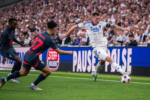 250812 Lukas Lerager of FC Copenhagen during the UEFA Champions League qualifier football match between FC Copenhagen and Malmö FF on August 12, 2025 in Copenhagen Photo Christoffer Borg Mattisson BILDBYRAN COP 261 PA1061 fotboll football soccer fotball uefa champions league champions league fc copenhagen malmö ff bbeng kval fc köpenhamn  Copyright: CHRISTOFFERxBORGxMATTISSON BB250812CB073