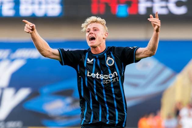 2025-08-12 Club Brugge v RB Salzburg - UEFA Champions League Third Qualifying Round Second Leg BRUGGE, BELGIUM - AUGUST 12: Joaquin Seys of Club Brugge celebrates after scoring the team s first goal during the UEFA Champions League Third Qualifying Round Second Leg match between Club Brugge and RB Salzburg at Jan Breydel Stadium on August 12, 2025 in Brugge, Belgium. Brugge Jan Breydel Stadium Belgium Content not available for redistribution in The Netherlands directly or indirectly through any third parties. Copyright: xJorisxVerwijstx