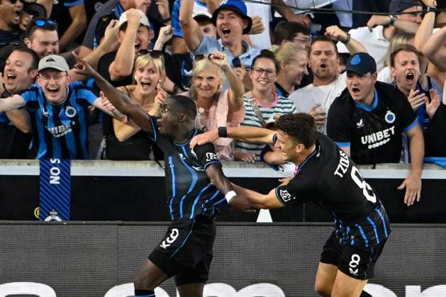 Club Brugge v Salzburg - UEFA Champions League iBRUGGE, BELGIUM - AUGUST 12 : Forbs Carlos forward of Club Brugge celebrates after scoring during the UEFA Champions League 2025 26 third qualifying round second leg between Club Brugge and Salzburg on August 12, 2025 in Brugge, Belgium, 12 08 2025 Brugge Belgium  Copyright: xJanxDexMeuleneirx