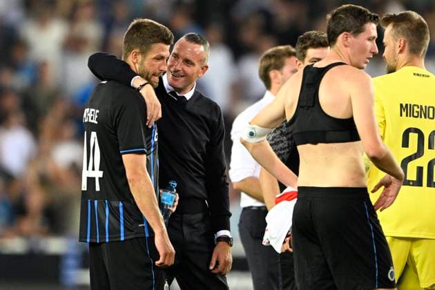 Club Brugge v Salzburg - UEFA Champions League BRUGGE, BELGIUM - AUGUST 12 : Hayen Nicky head coach of Club Bruggecelebrate the win during the UEFA Champions League 2025 26 third qualifying round second leg between Club Brugge and Salzburg on August 12, 2025 in Brugge, Belgium, 12 08 2025 Brugge Belgium  Copyright: xJanxDexMeuleneirx