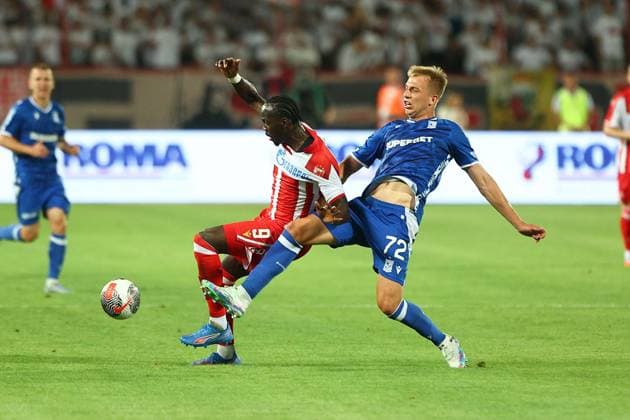 BELGRAD 12.08.2025 MECZ III RUNDA ELIMINACYJNA LIGA MISTRZOW SEZON 2025 26: FK CRVENA ZVEZDA BELGRAD - LECH POZNAN --- UEFA CHAMPIONS LEAGUE THIRD QUALIFYING ROUND MATCH: RED STAR BELGRADE - LECH POZNAN NZ CHERIF NDIAYE MATEUSZ SKRZYPCZAK FOT. PATRYK PINDRAL 400MM.PL NEWSPIX.PL --- newspix.pl 