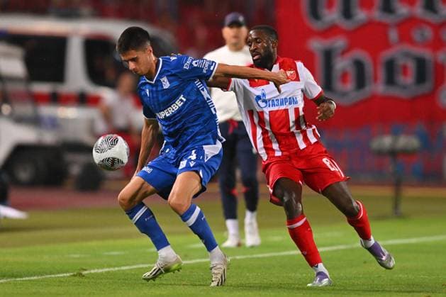 CRVENA ZVEZDA vs LECH JOAO MOUTINHO, football player of Lech Poznan during UEFA Champion League qualification match against Crvena Zvezda, at Stadium Rajko Mitic. Belgrade, 12.08.2025 photo: MN Press Photo Agency FOOTBALL, UEFA CHAMPION LEAGUE QUALIFICATIONS MATCH, CRVENA ZVEZDA, RED STAR, LECH POZNAN Belgrade Stadium Rajko Mitic Serbia Copyright: xMarkoxMetlas xMNxPressx