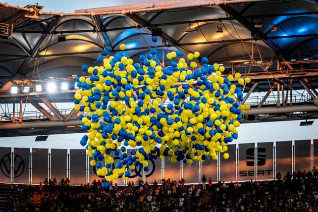 Balloons during the match Fenerbahce Feyenoord at the Åžükrü SaracoÄülu Spor Kompleksi for the Champions League Third qualifying round 2nd leg season 2025 2026 in ISTANBUL, Turkey on 10 august 2025, photo by Marcel van Dorst EYE4images DeFodi Images