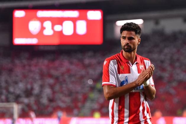 CRVENA ZVEZDA vs LECH RODRIGO DE SOUZA PRADO RODRIGAO, football player of Crvena Zvezda, during UEFA Champion League qualification match against Lech Poznan, at Stadium Rajko Mitic. Belgrade, 12.08.2025 photo: MN Press Photo Agency FOOTBALL, UEFA CHAMPION LEAGUE QUALIFICATIONS MATCH, CRVENA ZVEZDA, RED STAR, LECH POZNAN Belgrade Stadium Rajko Mitic Serbia Copyright: xMarkoxMetlas xMNxPressx