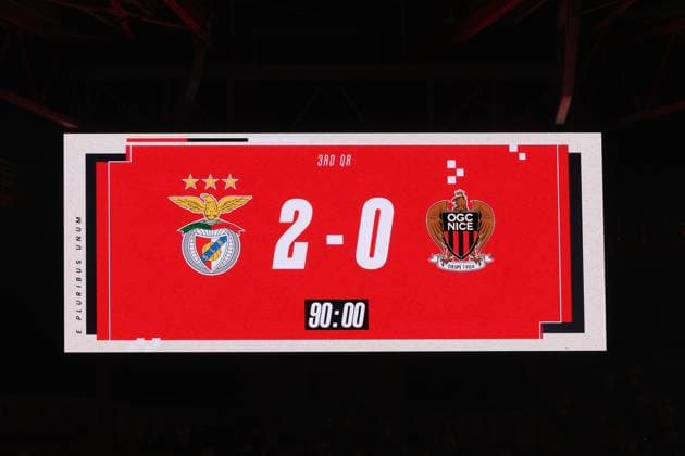Portugal, Lisbon 2025 08 12 xJFx Second leg Third qualifying round Uefa Champions League 2025 26 , S L Benfica OGC Nice v l , Final score, scoreboard 2 0 Copyright: JoaquimxFerreira