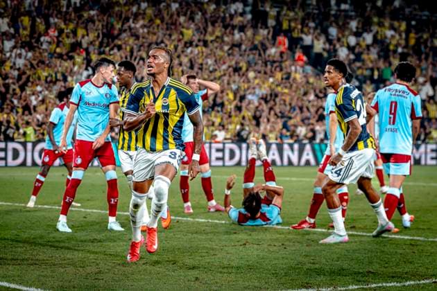 Fenerbahce SK midfielder Archie Brown celebrating the goal during the match Fenerbahce Feyenoord at the Åžükrü SaracoÄülu Spor Kompleksi for the Champions League Third qualifying round 2nd leg season 2025 2026 in ISTANBUL, Turkey on 10 august 2025, photo by Marcel van Dorst EYE4images DeFodi Images
