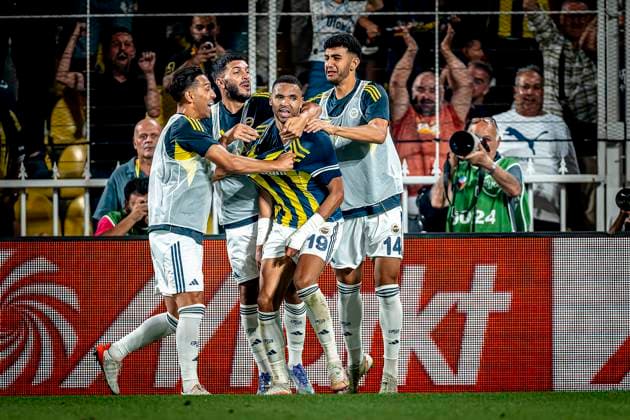 Fenerbahce SK forwarder Youssef En Nesyri celebrating the goal during the match Fenerbahce Feyenoord at the Åžükrü SaracoÄülu Spor Kompleksi for the Champions League Third qualifying round 2nd leg season 2025 2026 in ISTANBUL, Turkey on 10 august 2025, photo by Marcel van Dorst EYE4images DeFodi Images