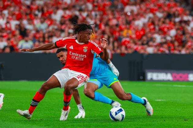 Leandro Barreiro midfielder of SL Benfica During UEFA Champions League 3rd round second leg football match between SL Benfica and OGC Nice at the Estadio da Luz in Lisbon, Portugal, on August 12, 2025. Copyright: xx Sportspressphoto_SPR9917