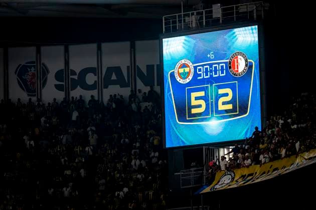 Scorebord during the match Fenerbahce Feyenoord at the Åžükrü SaracoÄülu Spor Kompleksi for the Champions League Third qualifying round 2nd leg season 2025 2026 in ISTANBUL, Turkey on 10 august 2025, photo by Marcel van Dorst EYE4images DeFodi Images