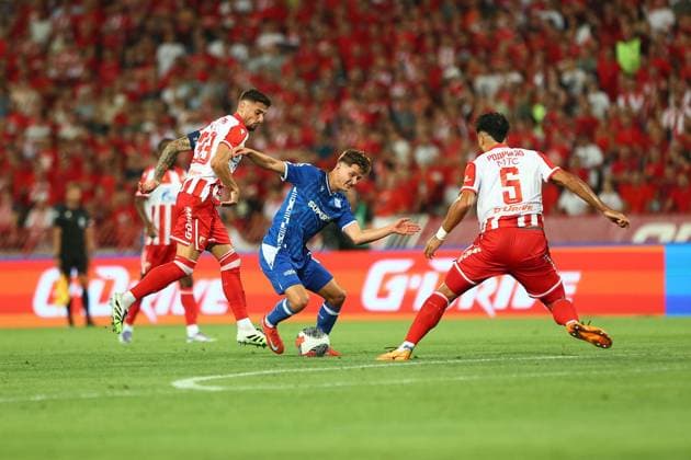 BELGRAD 12.08.2025 MECZ III RUNDA ELIMINACYJNA LIGA MISTRZOW SEZON 2025 26: FK CRVENA ZVEZDA BELGRAD - LECH POZNAN --- UEFA CHAMPIONS LEAGUE THIRD QUALIFYING ROUND MATCH: RED STAR BELGRADE - LECH POZNAN NZ RADE KRUNIC LEO BENGTSSON RODRIGAO FOT. PATRYK PINDRAL 400MM.PL NEWSPIX.PL --- newspix.pl 