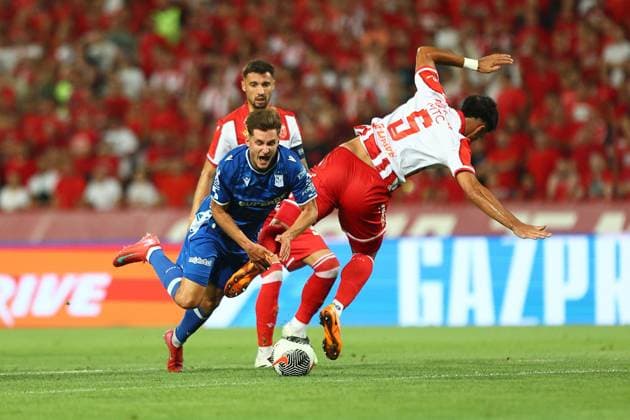 BELGRAD 12.08.2025 MECZ III RUNDA ELIMINACYJNA LIGA MISTRZOW SEZON 2025 26: FK CRVENA ZVEZDA BELGRAD - LECH POZNAN --- UEFA CHAMPIONS LEAGUE THIRD QUALIFYING ROUND MATCH: RED STAR BELGRADE - LECH POZNAN NZ RADE KRUNIC LEO BENGTSSON RODRIGAO FOT. PATRYK PINDRAL 400MM.PL NEWSPIX.PL --- newspix.pl 