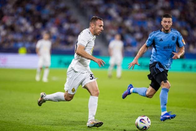 SLOVAN BRATISLAVA - KAIRAT ALMATY Jug Stanojev of Kairat during third qualifying round of UEFA Champions League football match between SK Slovan Bratislava and Kairat Almaty. Bratislava, Slovakia, August 12, 2025. Copyright: xx 080A5486