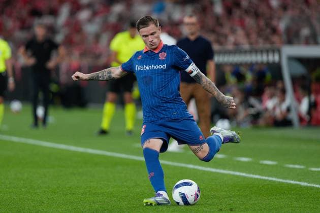 August 12, 2025, Lisbon, Portugal: Melvin Bard of OGC Nice is seen in action during UEFA Champions League 2025 26 Third qualifying round 2nd leg between SL Benfica and OGC Nice at Estadio da Luz. Final score: SL Benfica 2:0 OGC Nice Lisbon Portugal - ZUMAs197 20250812_aaa_s197_172 Copyright: xBrunoxdexCarvalhox