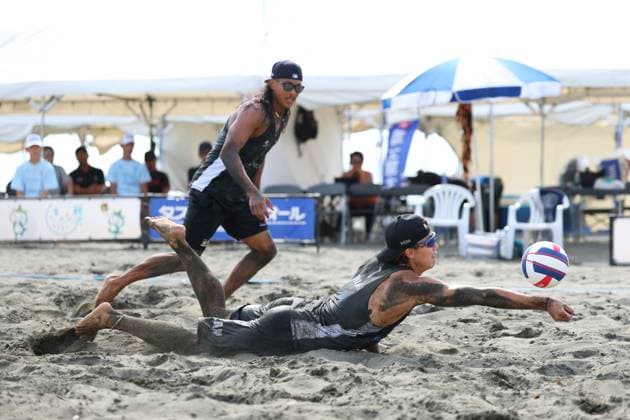 Yoshiumi Hasegawa & Hiroki Dylan Kurokawa, AUGUST 13, 2025 - Beach volleyball, Beachvolleyball : The 39th Beach Volley Japan, Men s Final at Kugenuma beach, Kanagawa, Japan. Noxthirdxpartyxsales  aflo_300048938