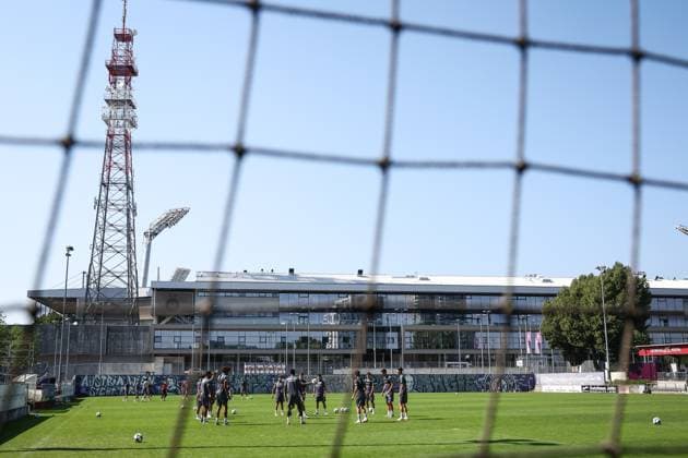 SOCCER - UEFA ECL, A.Wien vs Ostrava VIENNA,AUSTRIA,13.AUG.25 - SOCCER - UEFA Conference League, qualification, FK Austria Wien vs Banik Ostrava, preview, training A.Wien. Image shows the team of A.Wien and the Generali-Arena.  GEPAxpictures xArminxRauthner