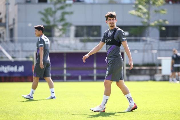 SOCCER - UEFA ECL, A.Wien vs Ostrava VIENNA,AUSTRIA,13.AUG.25 - SOCCER - UEFA Conference League, qualification, FK Austria Wien vs Banik Ostrava, preview, training A.Wien. Image shows Dominik Fitz (A.Wien).  GEPAxpictures xArminxRauthner